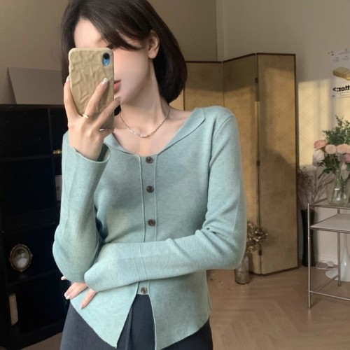 Cheese Customized Park Lane Love Letter Slim Fit Long Sleeve Bottoming Sweater Women's Autumn Clothing New Temperament Top