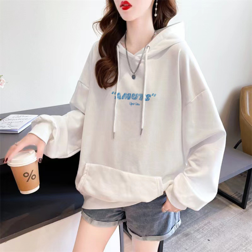 Exclusively for Tmall [Chinese Cotton Composite Silver Fox Velvet] Autumn and Winter Letter Printed Round Neck Sweatshirt