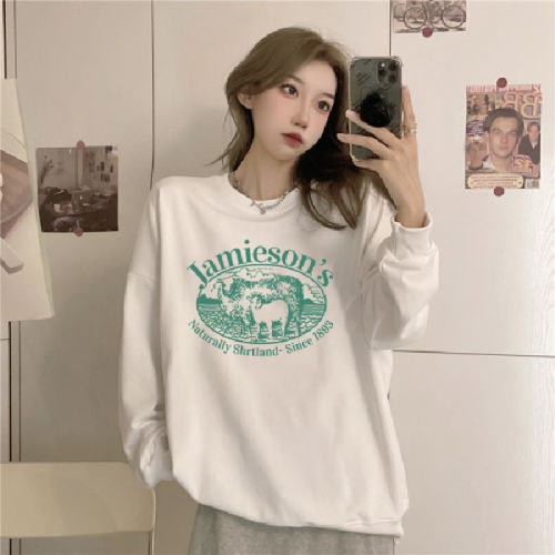 Official photo exclusively for Tmall [Chinese Cotton Composite Silver Fox Velvet] Autumn and Winter Letter Printed High Quality Sweatshirts