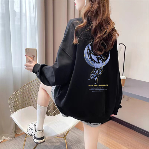 Official photo exclusively for Tmall [Chinese Cotton Composite Silver Fox Velvet] Autumn and Winter Creative Printed Round Neck Sweatshirt