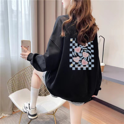 Official photo exclusively for Tmall [Chinese cotton composite silver fox velvet] autumn and winter creative love printed sweatshirt