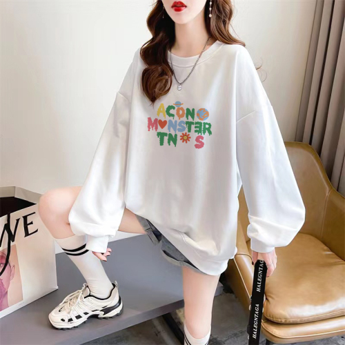 Official photo exclusively for Tmall [Chinese cotton composite silver fox velvet] autumn and winter personalized letter round neck sweatshirt