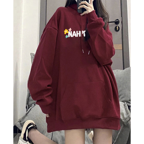 Official photo exclusively for Tmall [Chinese cotton composite silver fox velvet] autumn and winter small flower letter hooded sweatshirt