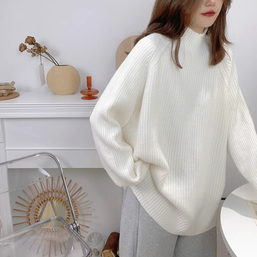 Turtleneck sweater women's pullover loose large size lazy style top thickened long-sleeved Korean style sweater new autumn and winter style