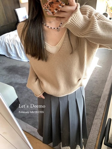 Original quality hand-made versatile fake two-piece sweater women's early spring new top