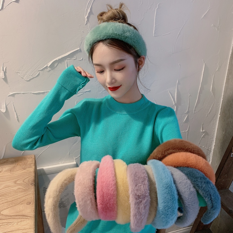 實拍   少女水貂頭箍頭飾ins毛絨韓國髮帶頭箍 不掉毛~