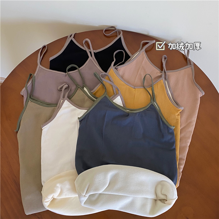 實拍 修身顯瘦內搭打底加絨加厚外穿無袖背心吊帶女裝