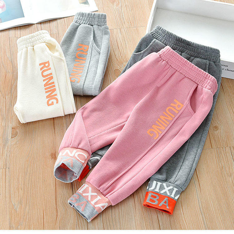 2021 New Children's Pants for Baby Girls Casual and Versatile Pants Girls Letter Thread Splicing Pants