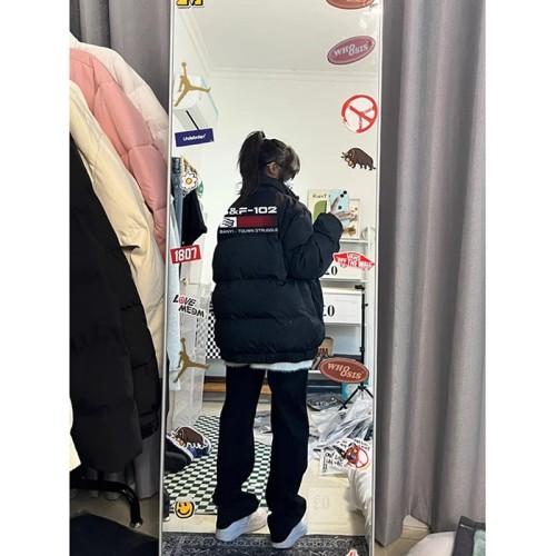 [Tmall/Quality] Heavy cotton clothing/hand-stuffed cotton national trend letter logo printed cotton clothing women's down jacket