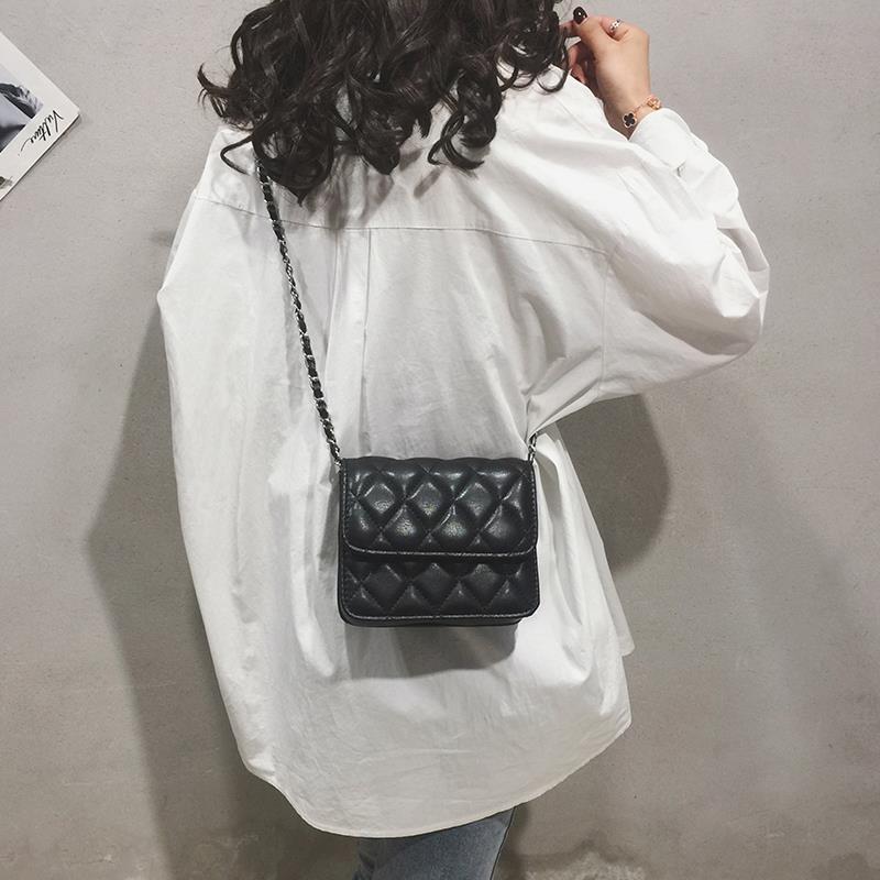 Internet celebrity small black bag texture bag women's small fragrance style 2020 new trendy Korean version versatile rhombus chain bag crossbody bag