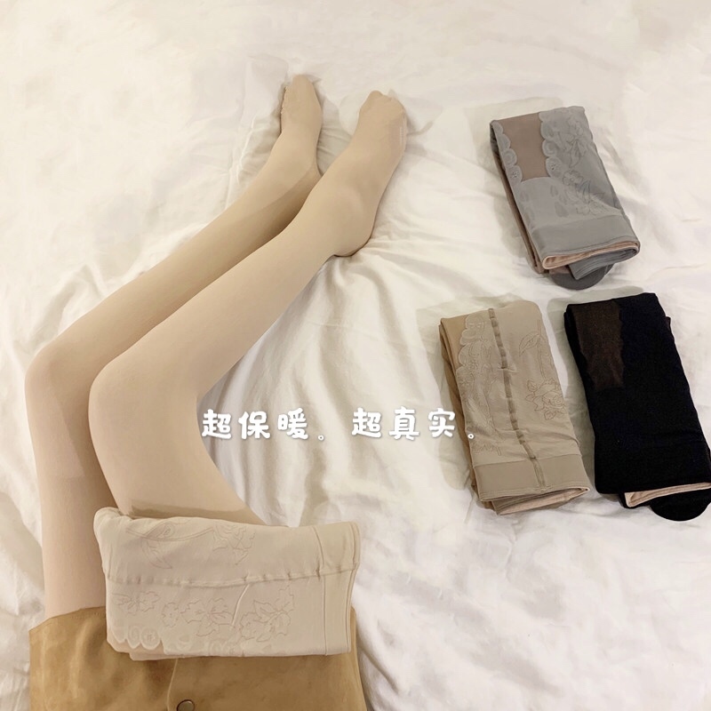 Actual shot of layered mesh warm and velvet thickened ultra-realistic light leg artifact beautiful leg leggings