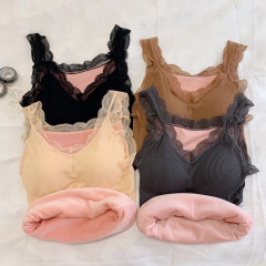 Photographed Women's Warm Fleece Lined Bodysuit Top with Thick Padding, Autumn Winter Innerwear