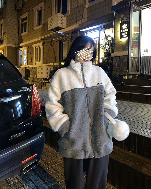 實拍 三標齊 寬鬆立領仿羊羔毛棉服外套顯瘦百搭時尚上衣
