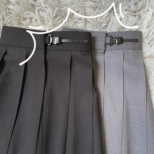 [Good quality] [High-end buckle] Uniform solid color pleated skirt Japanese skirt spring, summer, autumn and winter adjustable buckle skirt