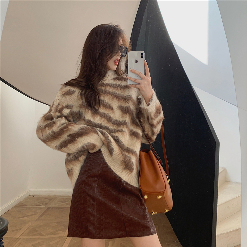 Actual shot Korean style lazy style loose round neck long sleeve versatile pullover sweater temperament slimming top