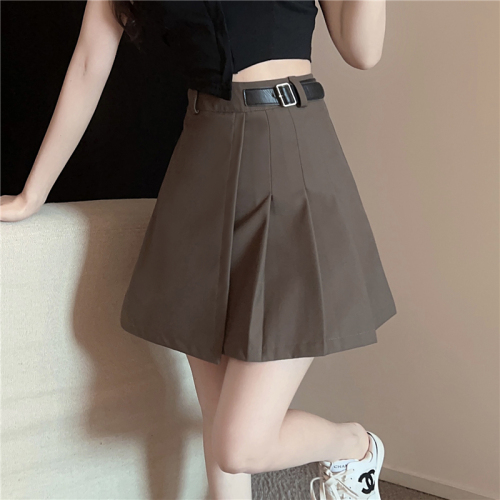 [Real shot] [Tmall quality] Autumn and winter women's Korean style pleated short skirt high waist slimming little black skirt half skirt