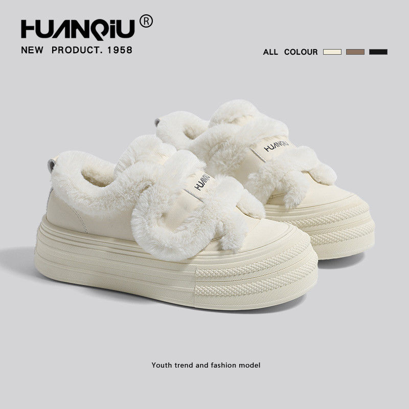 Universal Thick Soled Velcro Cotton Shoes Women's Shoes Winter 2023 New Plus Velvet Thickened Wool Shoes Warmth Increased Slippers