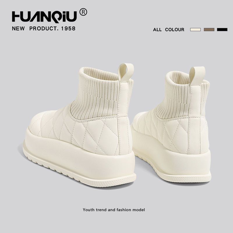 Universal thick-soled snow boots for women winter 2023 new velvet thickened waterproof boots ins versatile bread cotton shoes