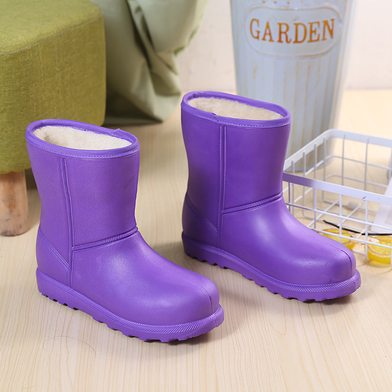 Waterproof plus velvet women's snow boots, warm EVA rain boots, laundry, car wash, kitchen hygiene shoes, high-top work shoes, children's boots