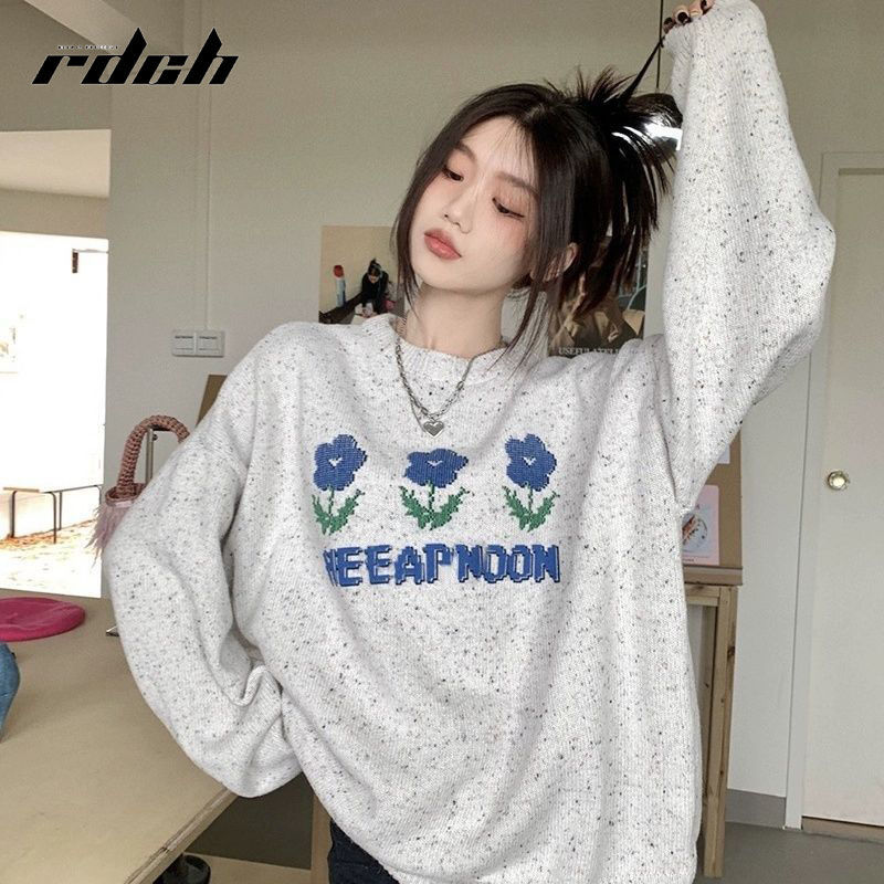 Ruidichi retro pullover sweater women's outer wear autumn and winter loose lazy style soft waxy gentle thickened bottoming sweater