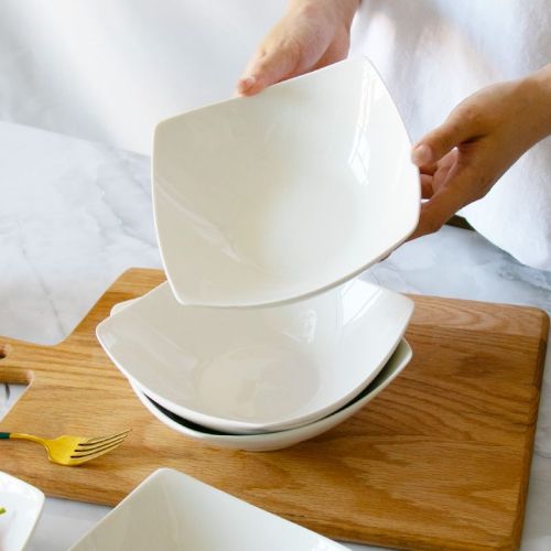 Nordic ins style four-corner plate creative dish plate simple ceramic tilt-up bowl internet celebrity cold dish soup bowl salad bowl