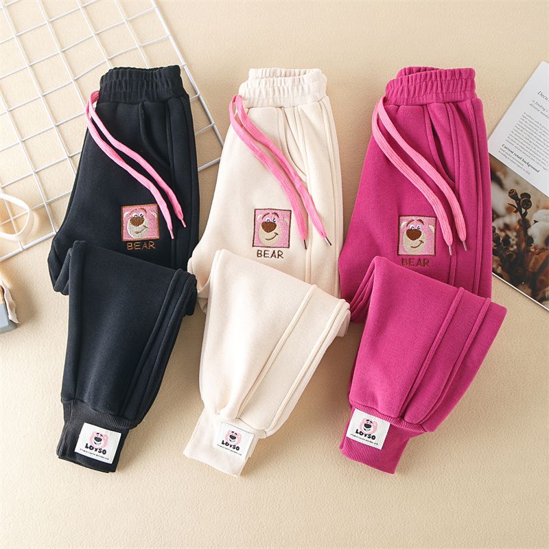 Girls' pants autumn and winter 2023 new children's velvet style leggings sweatpants girls thickened casual sports pants