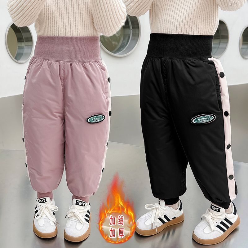 Girls' velvet thickened cotton trousers for winter, a pair of little girls' quilted winter warm trousers for children in winter 5