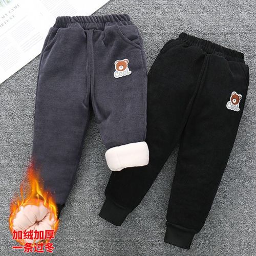 Children's quilted and thickened cotton pants  new winter pants for boys and girls, warm pants for children and middle-aged children to wear outside