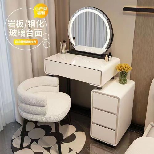 Solid wood small apartment dressing table bedroom 60cm modern simple 2023 new cream style bucket cabinet integrated dressing table
