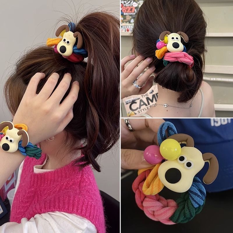 Cute cartoon dog headband 2023 new high-end simple high-elastic and durable rubber band hair rope headband hair tie