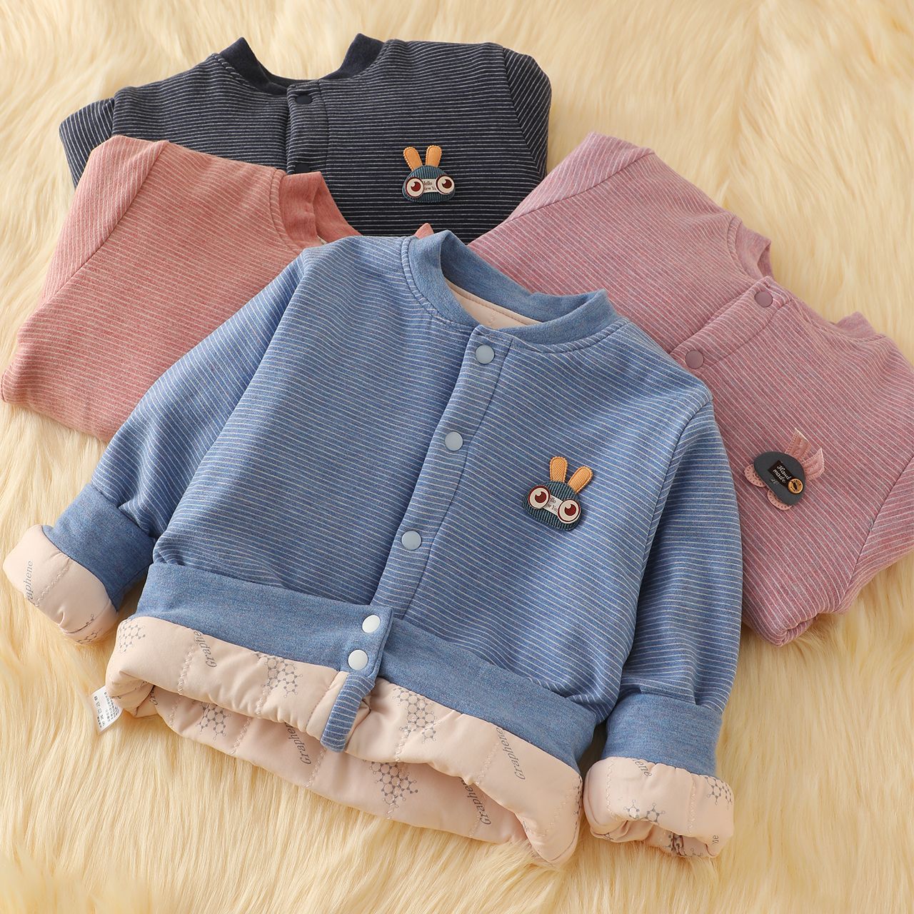 School uniform artifact children's small cotton-padded jacket winter baby thickened cotton-padded jacket boys and girls plus velvet warm jacket