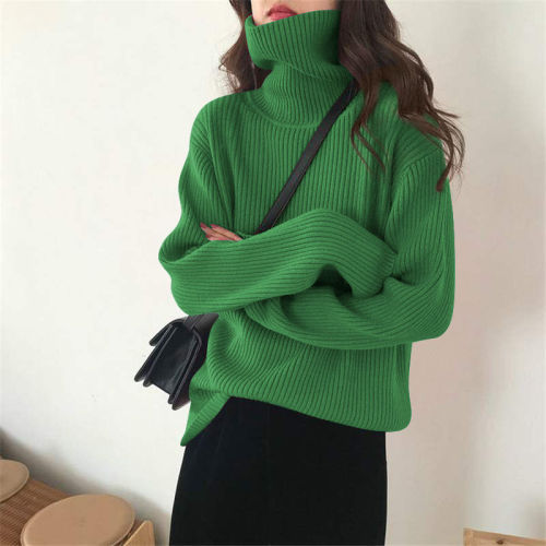 [Thickened Style] Turtleneck Sweater Women's Autumn and Winter Lazy Style Loose Pullover pitted Western Style Sweater Can be worn inside or outside