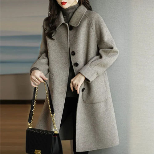 Woolen coat for women  autumn and winter new style small thickened Korean style slim temperament mid-length woolen coat