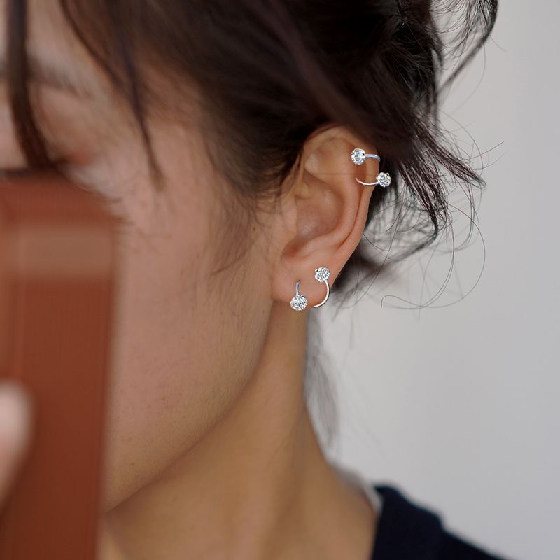 Super flash ear bone nails for women, screw-buckle, high-end, no need to take off when sleeping, unique S-shaped new small ear bone ring earrings