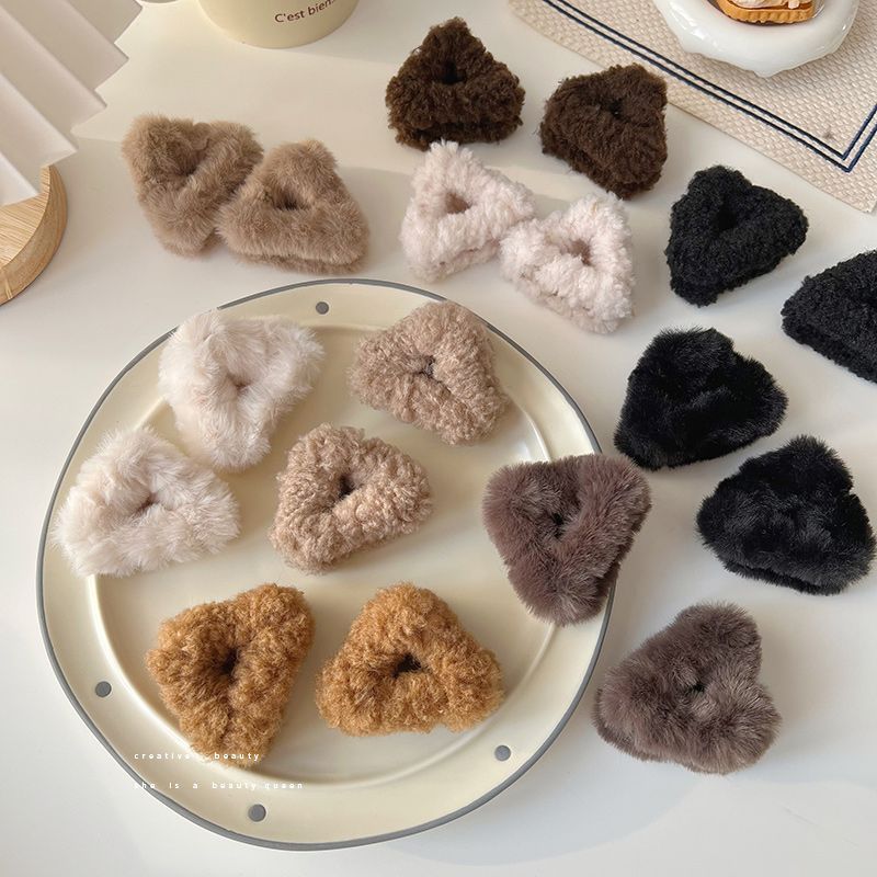 Cat ears plush velvet grabber forehead bangs small hairpin cute hairpin headdress female lamb hair broken hair clip