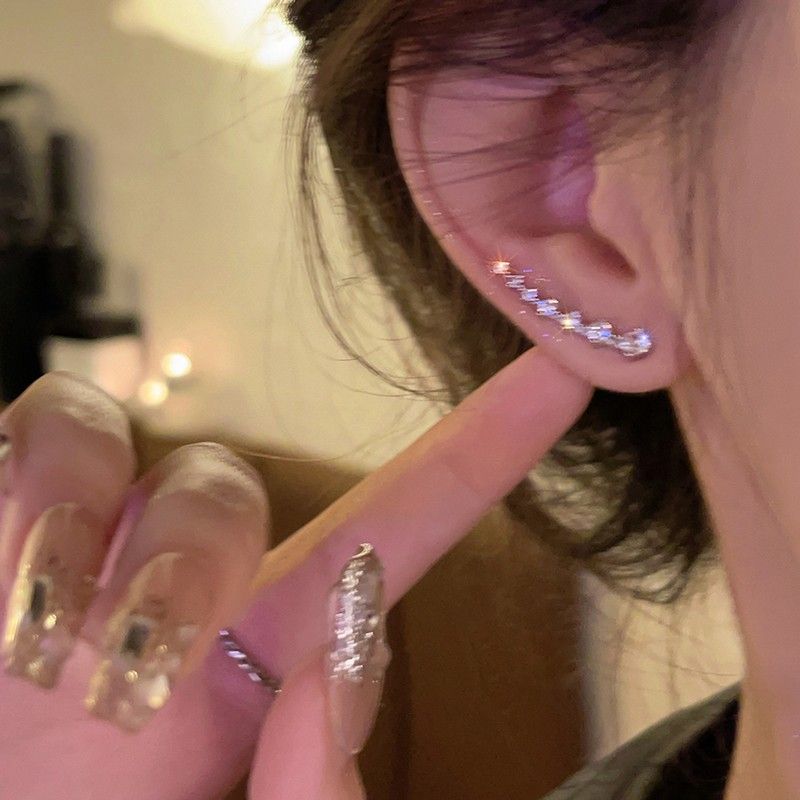 Zircon earrings for women 2023 new hot style light luxury earrings niche design high-end ear bone clip temperament ear jewelry