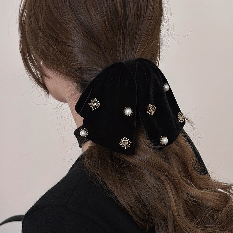 Soft and glutinous silk velvet~Bow French hair grabber hairpin hairpin Korean hair accessories for the back of the head