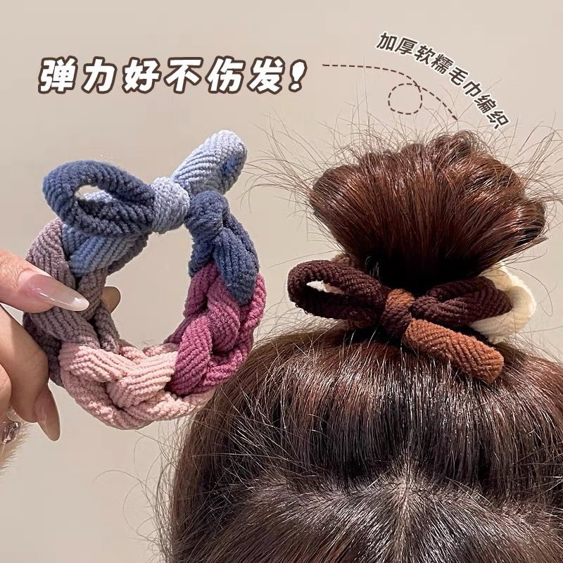 Autumn and winter colorful hand-woven high-elastic headband, durable and non-harmful to hair, thick ponytail balls, scalp hair accessories