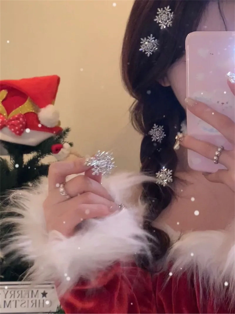 Winter Girl Cool and Elegant Snowflake Hairpin Autumn and Winter New Sparkling Diamond Pearl Snowflake Metal Hairpin