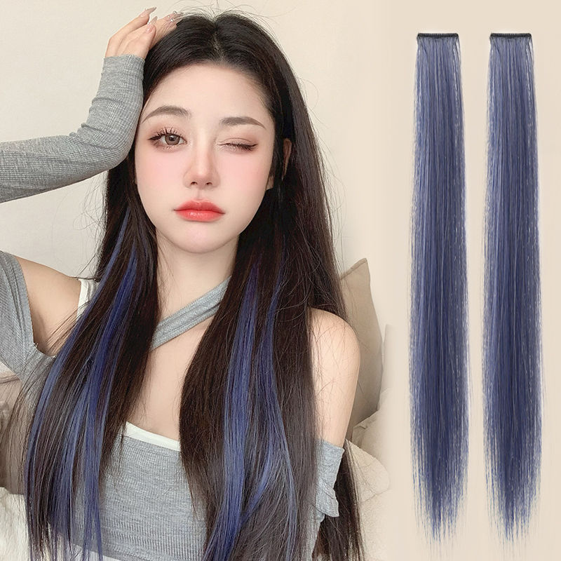 Internet celebrity hanging ear-dyed hair piece highlighted hair piece women's one-piece seamless color hair extension hair piece invisible straight hair patch