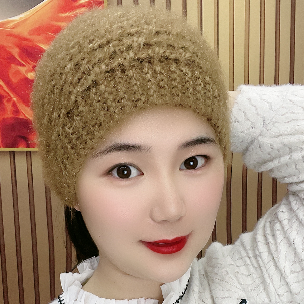 23 new autumn and winter pure handmade women's knitted woolen hat to cover gray hair, keep warm and protect ears, ethnic style material soft patch