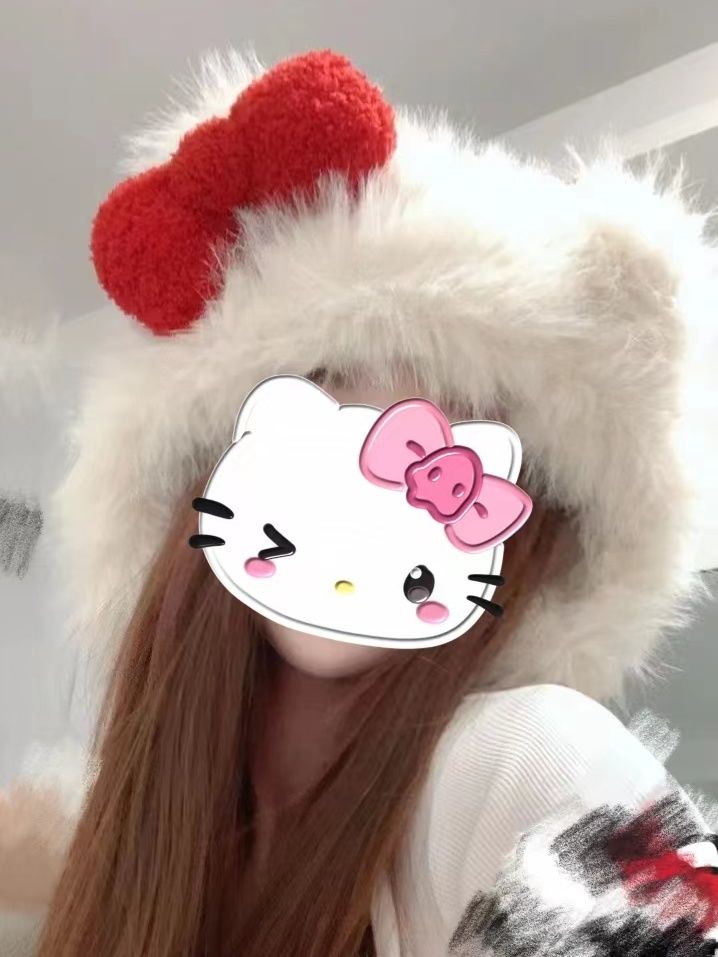 New Korean Bow Hat Cute Animal Fashion Warm Plush Hat Autumn and Winter Women 2023