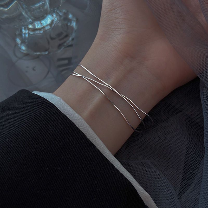 925 sterling silver snake bone bracelet for women summer ins niche design multi-layer hand jewelry 2021 new girls simple jewelry