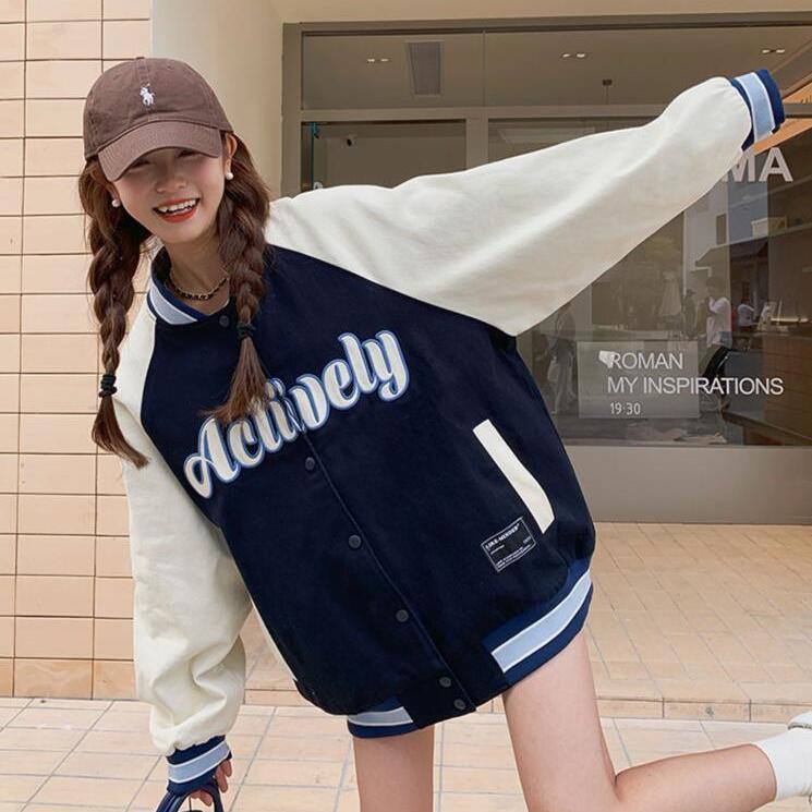 2023 new autumn and winter Korean style ins trendy loose bf style high-end street jacket letter baseball uniform jacket for women
