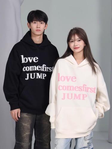 [Tmall/Quality/Thin Style] Heavy Chinese Cotton/Silver Fox Velvet Double-layer Hat Letter Love Printed Sweatshirt