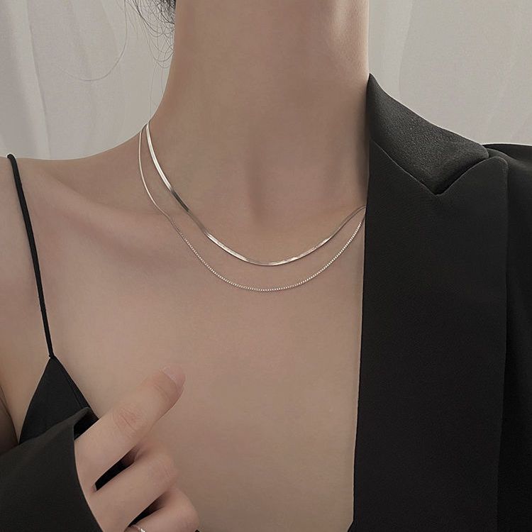Double-layer stacked necklaces for women, non-fading, light luxury, niche, cold clavicle chain, temperament, high-end, new style, sweet and cool