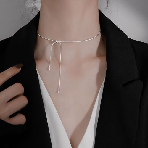 Korean s925 sterling silver pull-out necklace women's niche design temperament simple clavicle chain  new neck chain