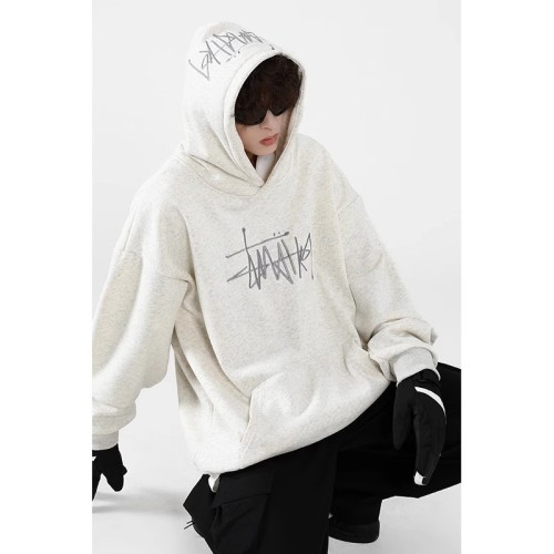 [Tmall/Quality/Thin Style] Heavy Chinese Cotton/Silver Fox Velvet Double-layer Hat Graffiti Letter Printed Sweatshirt