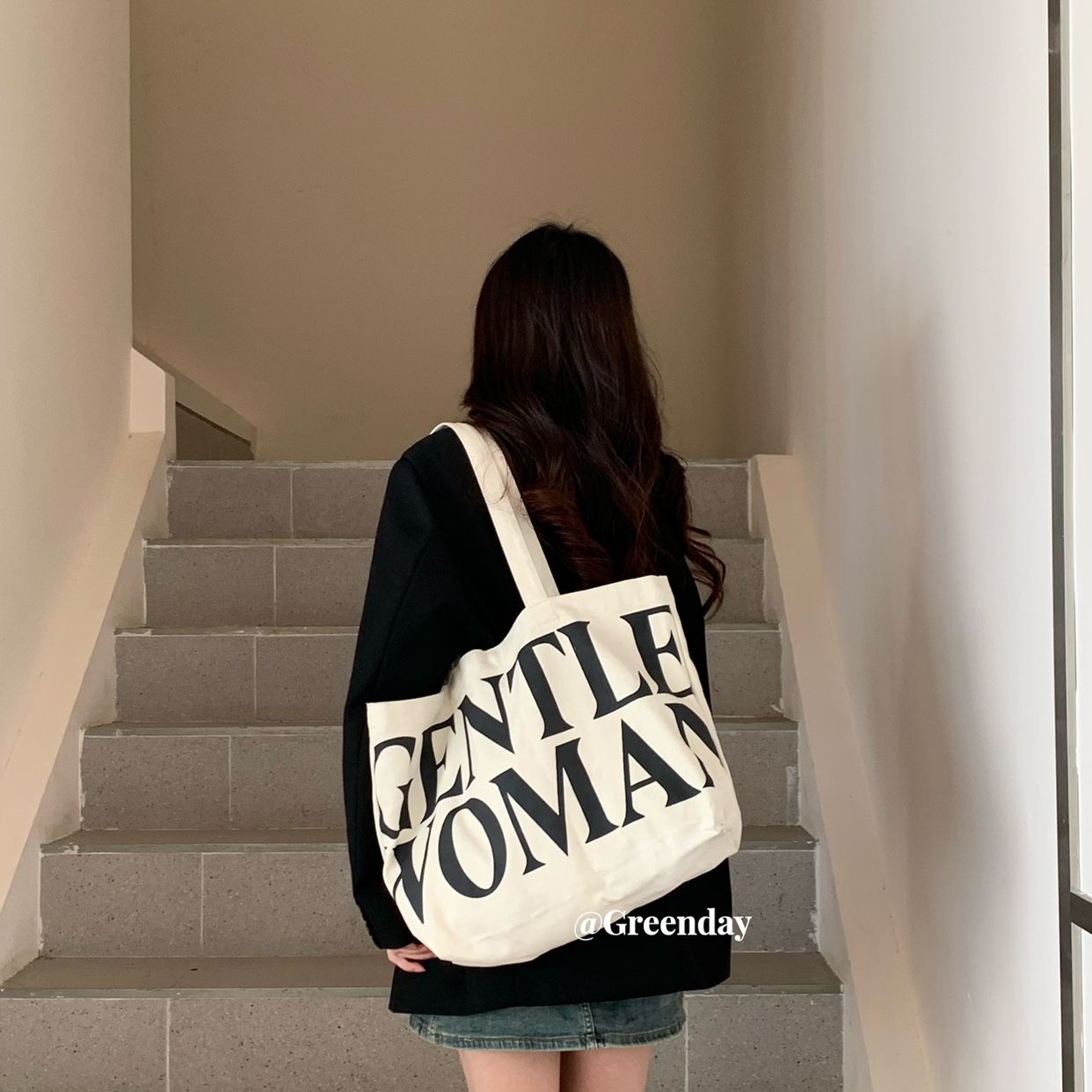 Canvas crossbody bag Thai version Meteor Garden forest style cloth bag Soft fabric letter large capacity shoulder canvas bag
