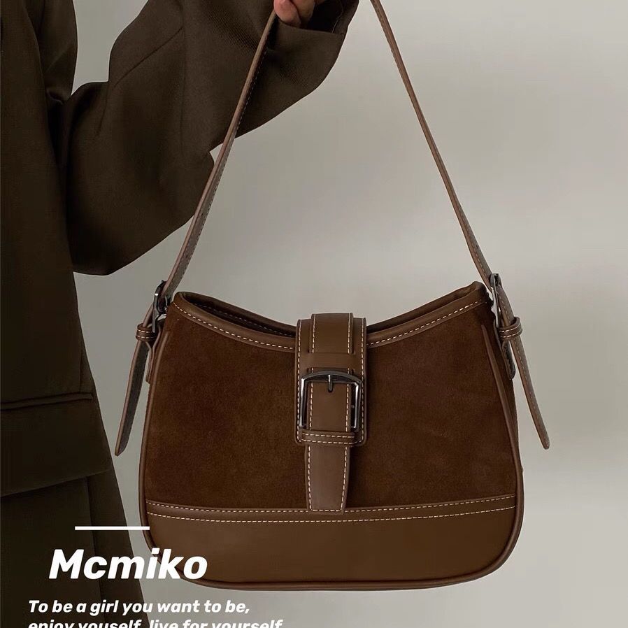 Autumn and winter all-match coat artifact coffee color matching second-hand bag original leather crossbody bag armpit bag